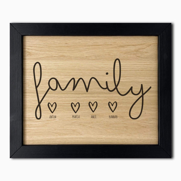 Personalisiertes Holzbild inkl. Rahmen "FAMILY"