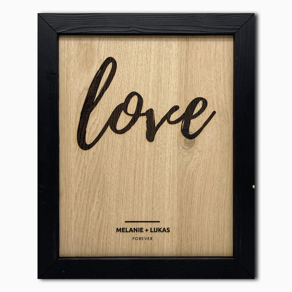 Personalisiertes Holzbild  inkl. Rahmen "LOVE"